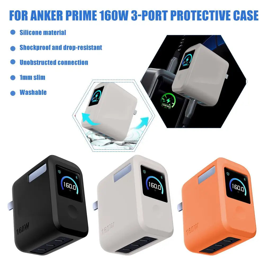 For Anker Prime 160W Charger Silicone Protective Case With Smart Display Screen Scratch-Resistant And Shockproof Protective Case Peaceful Pleasures Health and Wellness