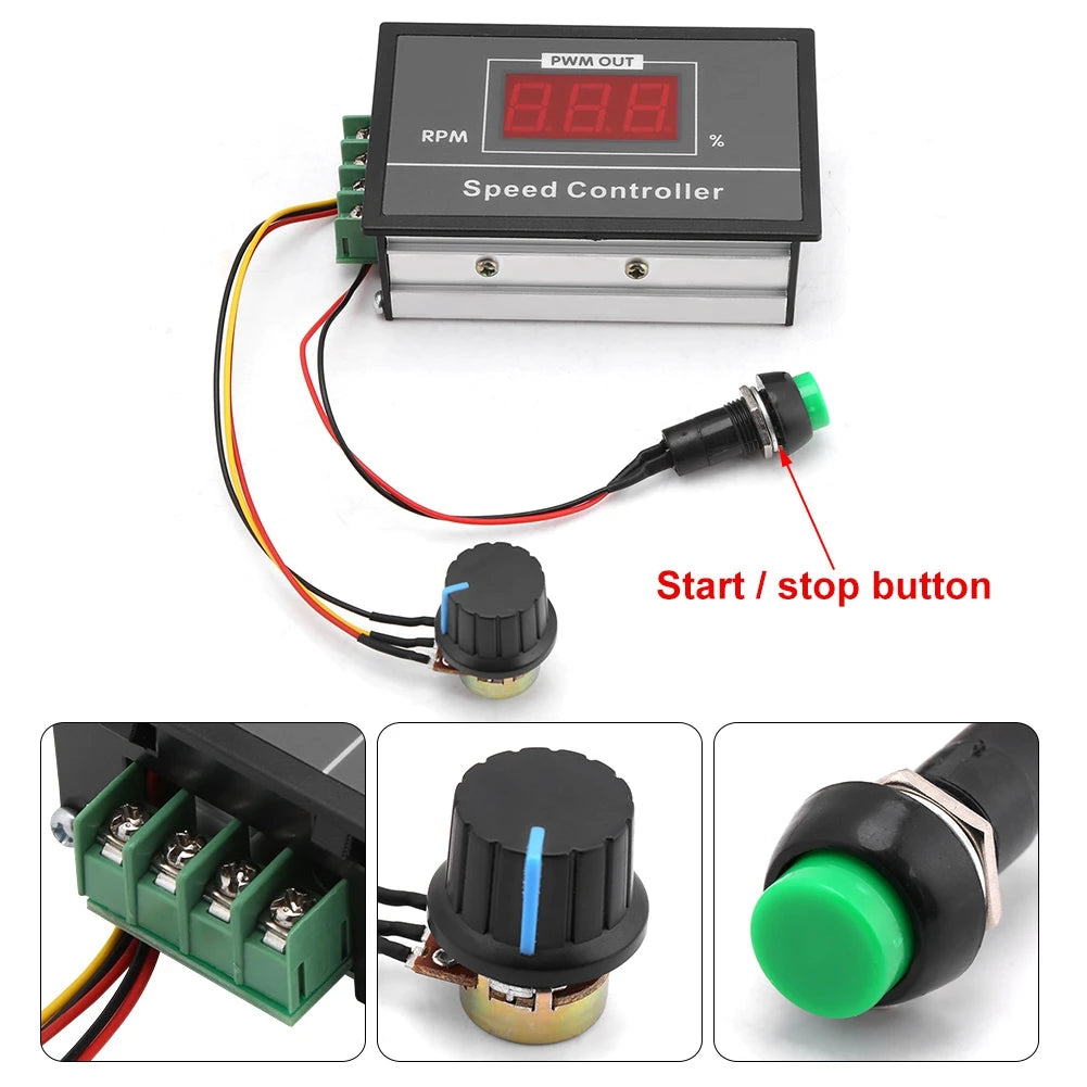 DC 6‑60V 12V 24V 36V 48V 30A PWM DC Motor Speed Controller Start Stop Switch DC Motor Controller Adjustable Motor Controller Peaceful Pleasures Health and Wellness