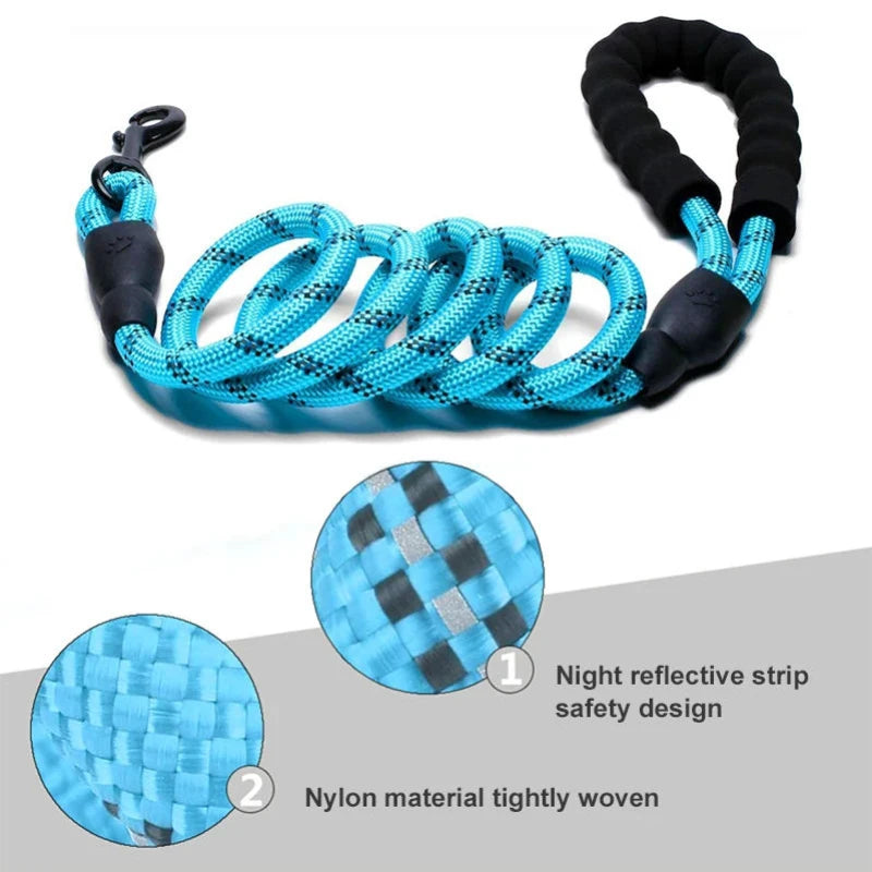 3m Pet Reflective Nylon Tow Rope Non Slip Foam Handle Pet Adjustable Towing Ropes Large Middle Small Dogs Outdoors Pet Supplies Peaceful Pleasures Health and Wellness
