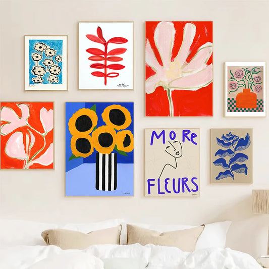 Abstract Floral Vase Canvas Wall Art | Boho Living Room Decor Canvas Wall Art Peaceful Pleasures Health and Wellness