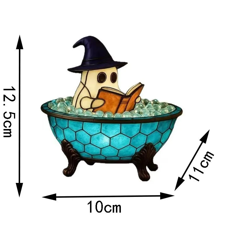 Cute Ghost Reading Book Halloween Night Light Lamp | Decor