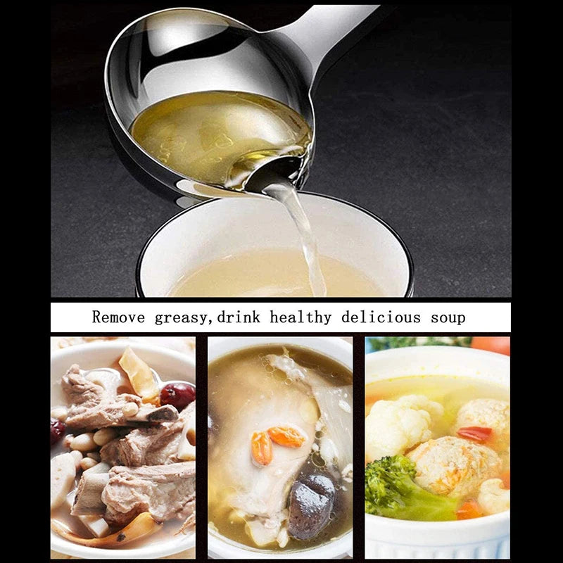 Home Strainer Cooking Stainless Steel Ladle Dinner Tableware Stainless Steel Soup Spoon Large Capacity Peaceful Pleasures Health and Wellness