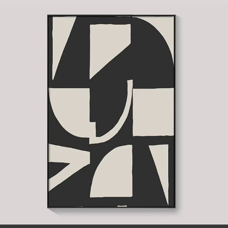 Hand-painted Large-scale Minimalist Modern Mural Art on Black and White Abstract Canvas, Living Room Art, Acrylic Oil Painting Peaceful Pleasures Health and Wellness Without frame 90x60cm