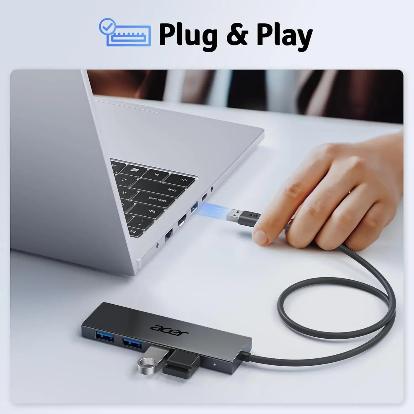 4-Port USB 3.0 Hub with Type-C Power, High-Speed Data Transfer for Laptops and PCs (2ft Cable) Peaceful Pleasures Health and Wellness