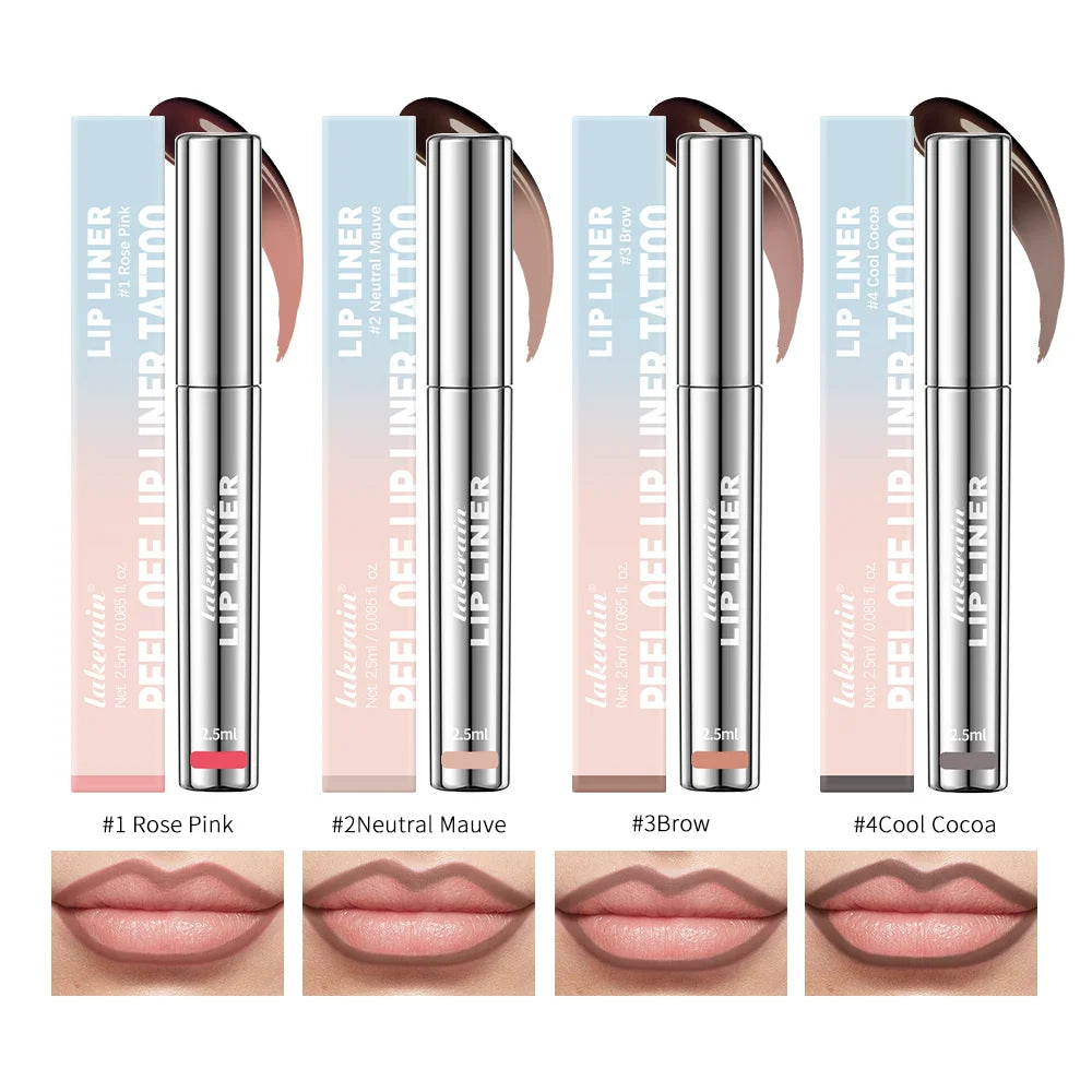 Waterproof Lip Liner Peel Off Tattoo Lipgloss Waterproof Long Lasting Matte Lip Tint Brown Contour Tear-off Lips Stain Cosmetic Peaceful Pleasures Health and Wellness 4pcs