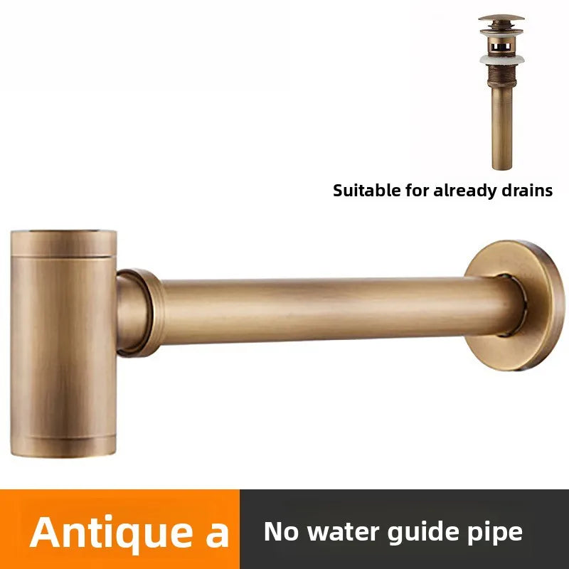 Brass Round Bottle P-Trap 1-1/4" Sink Drain Kit & Pop-Up Drain