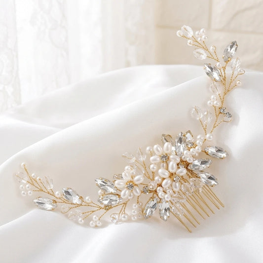 Bridal Pearl Rhinestone Hair Comb Elegant Updo Accessory for Wedding Dress Peaceful Pleasures Health and Wellness