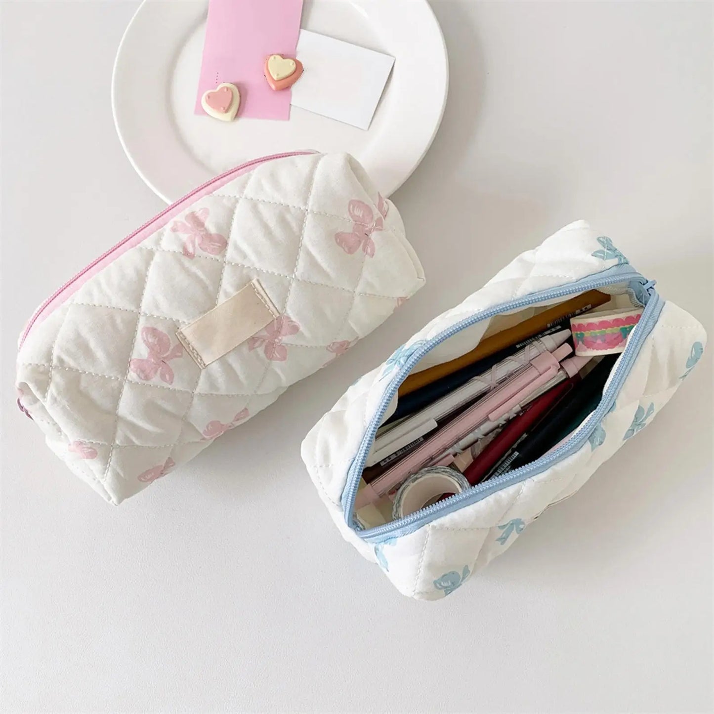 Large Bow Print Pencil Case & Makeup Organizer Bag