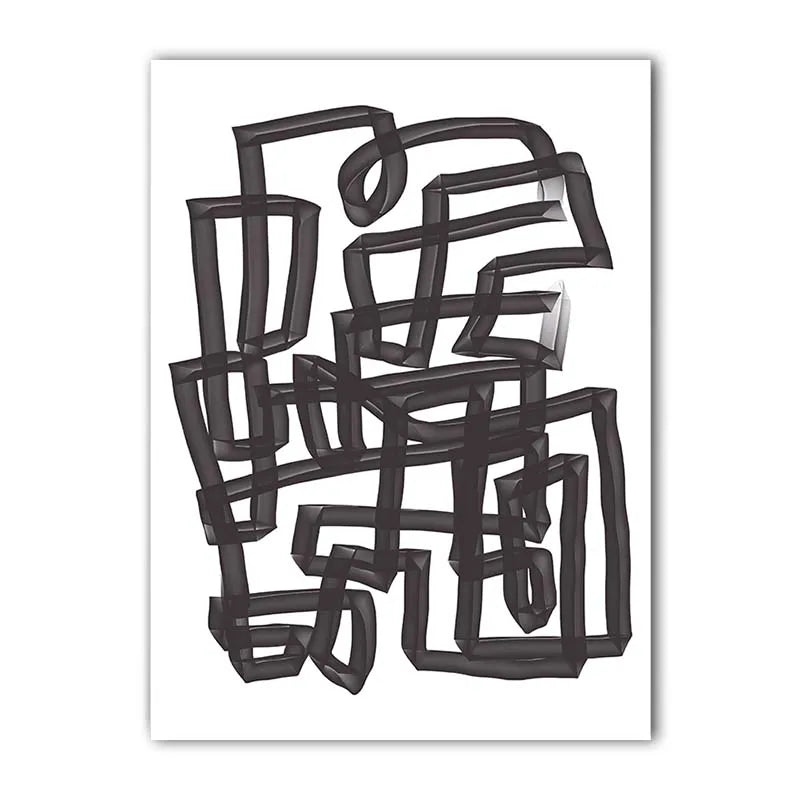 Abstract Black & White Line Art Canvas Print | Modern Wall Art Canvas Wall Art Print Peaceful Pleasures Health and Wellness 03 50x70cm NoFrame China Mainland
