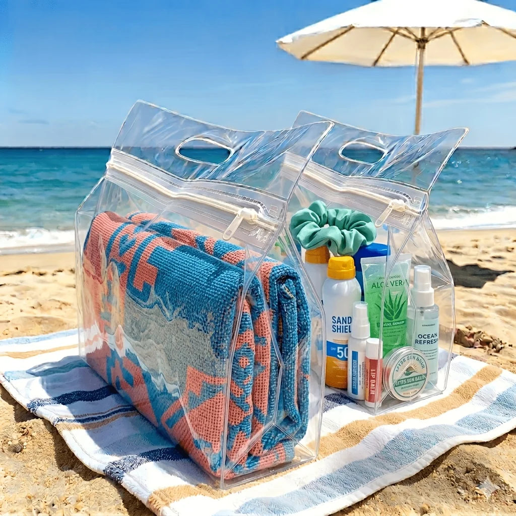 Clear Beach Tote Bag – Waterproof PVC Stadium Approved XL Clear Tote Bag Peaceful Pleasures Health and Wellness