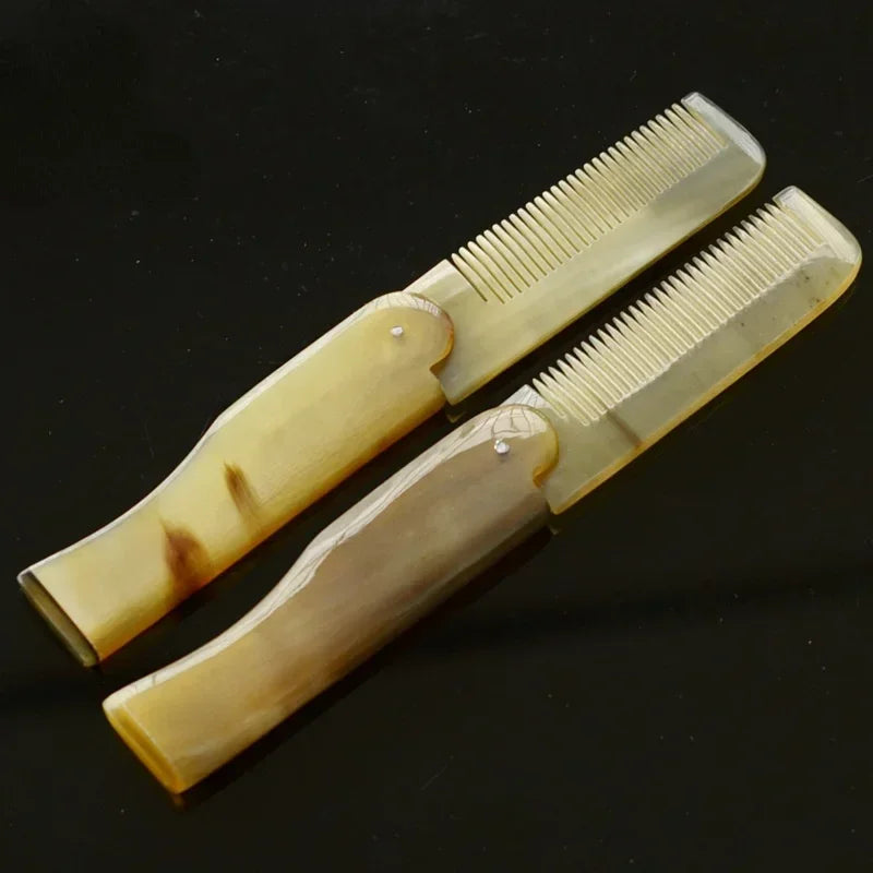 1PC Yak Horn Hair Comb Foldable Hair Brush Portable Moustache Beard Comb Pocket Clip Combs Hairdressing Styling Tools Hair Care Peaceful Pleasures Health and Wellness