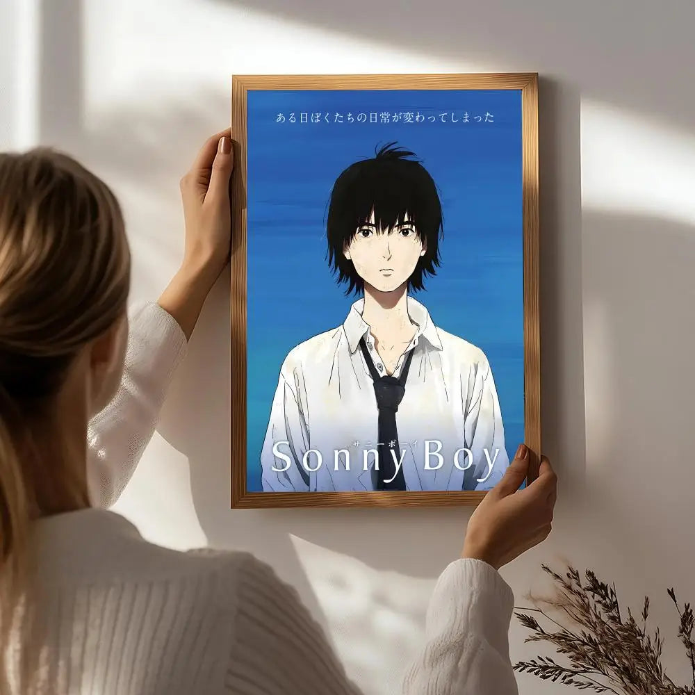 Anime Sonny Boy HD Poster – Self-Adhesive Waterproof Wall Art Anime Wall Poster Peaceful Pleasures Health and Wellness White2 50X70cmNoframe