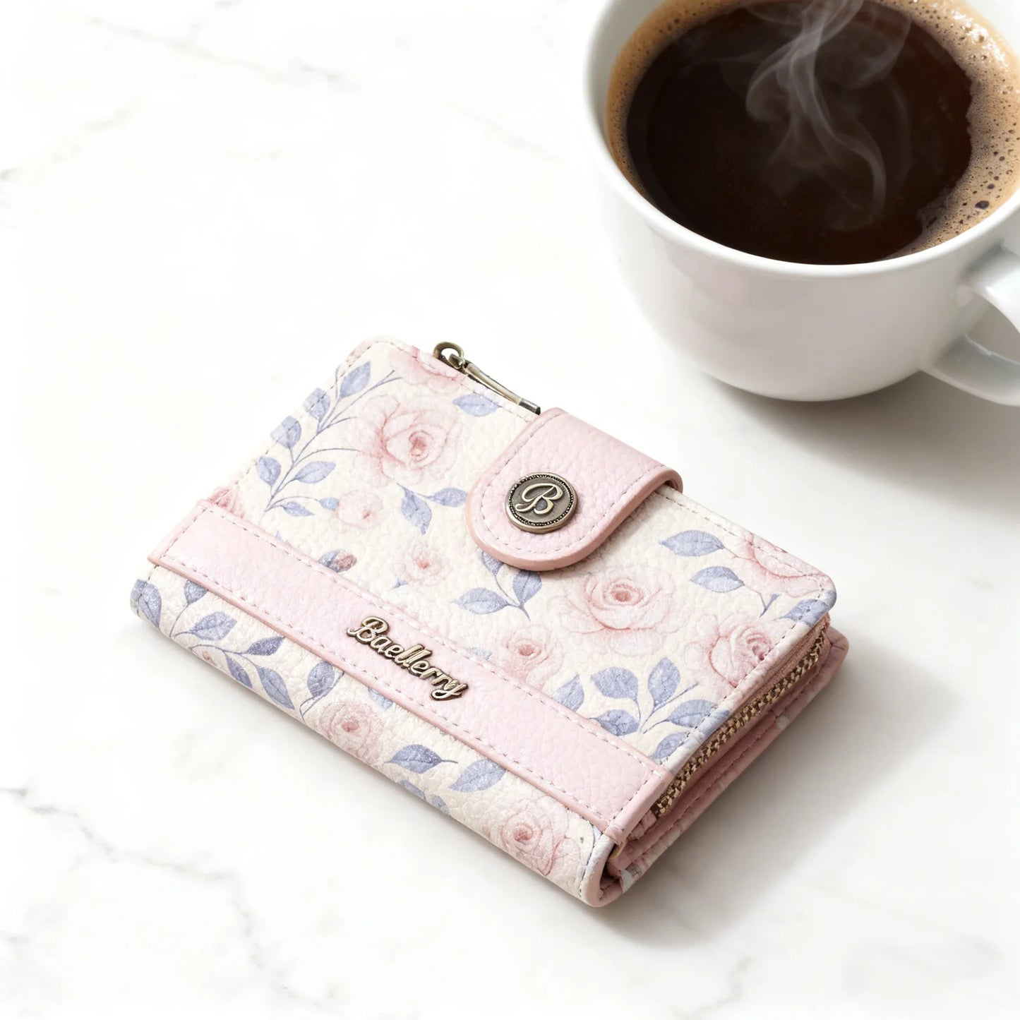 Women's Short Wallet with Multiple Card Slots Korean Style PU Leather Handheld Purse for Daily Use Peaceful Pleasures Health and Wellness