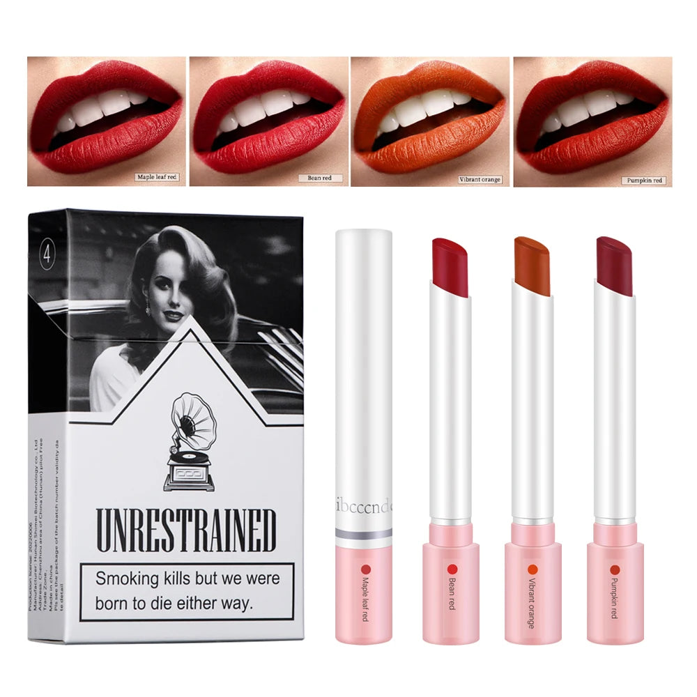 4 Colors Makeup Lipstick Cosmetics Lipstick Set Lip Tint Lip Gloss Waterproof Maquillaje Matte Long Lasting Make Up Pomade Kits Peaceful Pleasures Health and Wellness 4 colors