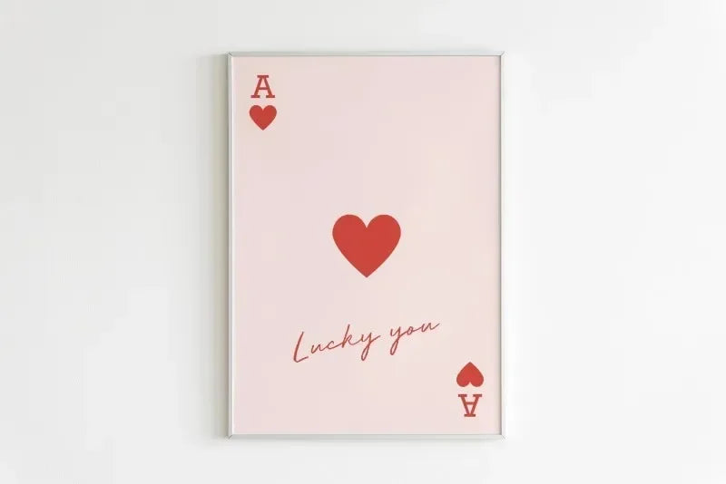 Queen of Hearts Kiss Lips Canvas Print | Lucky You Wall Art
