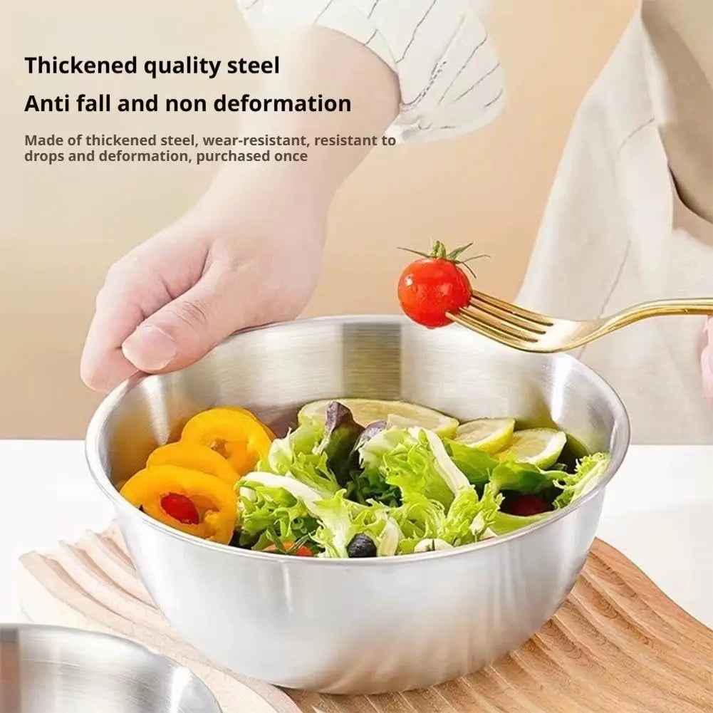 Korean 304 Stainless Steel Bowl 스텐볼 Food Grade Round Mixing Bowl for Salad & Bibimbap, Multi-Purpose Kitchen 스텐그릇 Peaceful Pleasures Health and Wellness