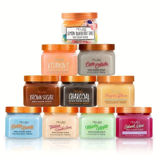 Melao Vegan Sugar Body Scrub – Mango, Shea & Fruit Blend Vegan Body Scrub Oasis Select Lemon Blueberry