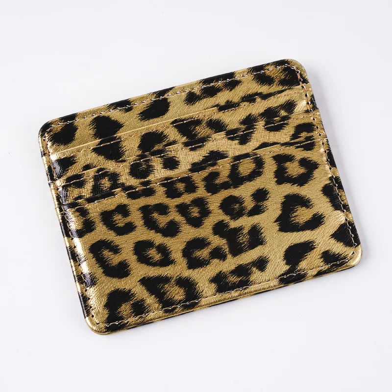 Leopard Print PU Leather Slim Card Wallet – Unisex Card Holder