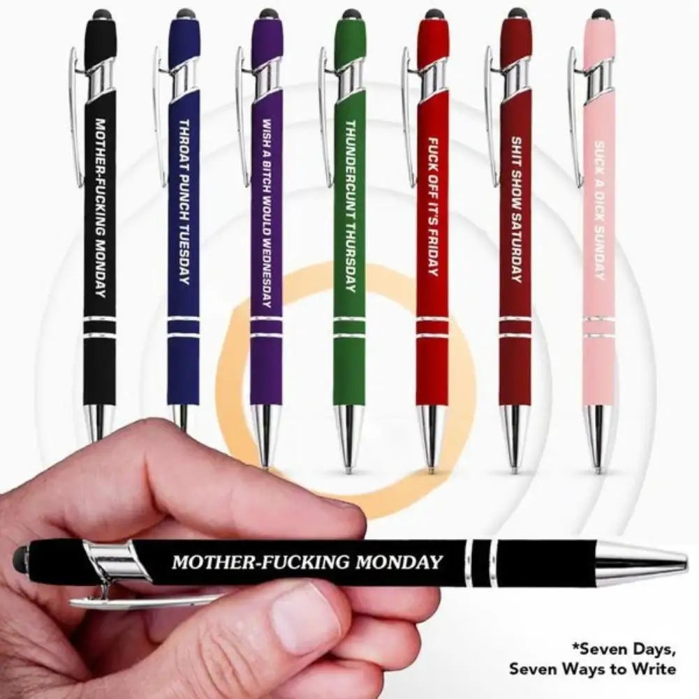 Fun Stress-Relieving Daily Quotes Metal Plastic Ballpoint Pen Set Smooth Writing Office School Supplies Creative Stationery Kit Peaceful Pleasures Health and Wellness