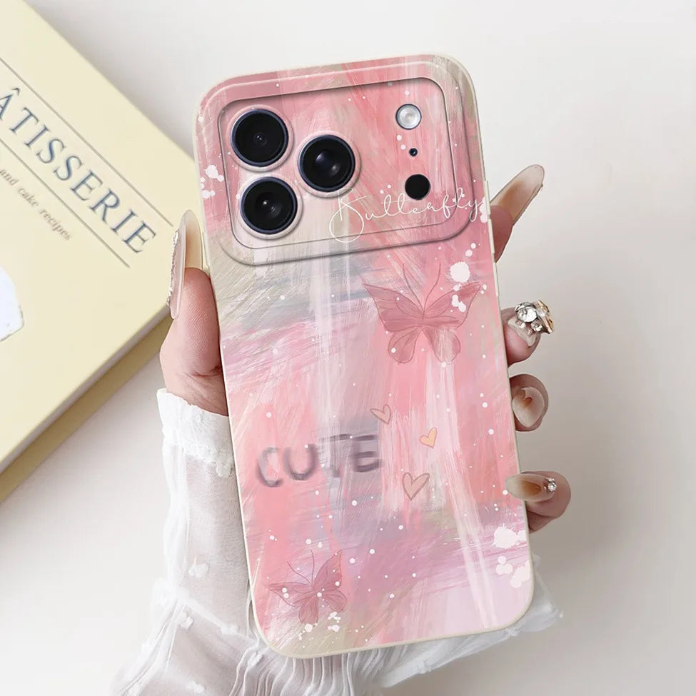 iPhone 17 Pro Silicone Case | Cute Kawaii Floral Painted Cover