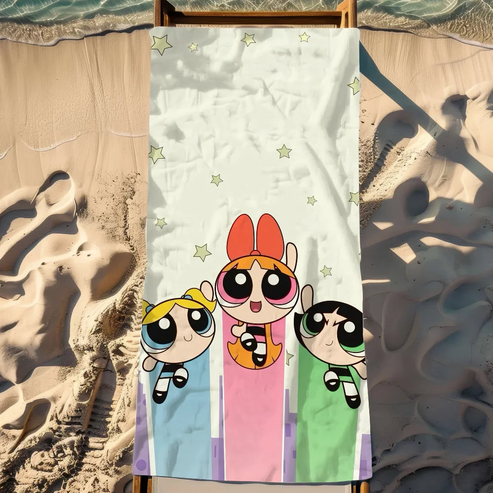 Powerpuff Girls Quick-Dry Beach Towel | Soft Cartoon Pool Towel
