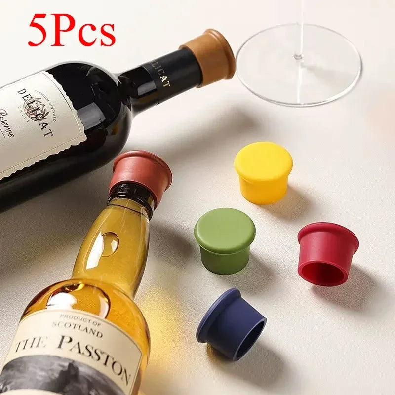 Food Home Flexible Bar Glass Stoper Grade Cocktail 5Pcs Accessories Cork Bottle Seal Drinkware Barware Durable Beer Kitchen Peaceful Pleasures Health and Wellness