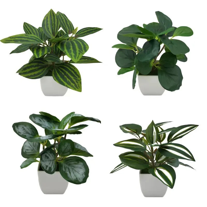 4PCS Artificial Bonsai Plants | Fake Plant Pot Home Office Decor