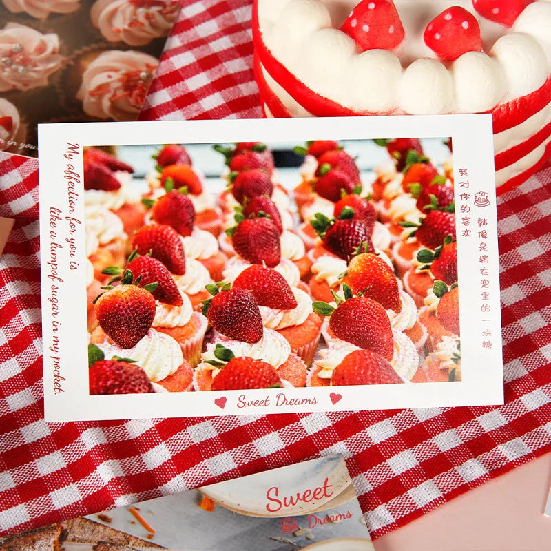 Sweet Dreams Series Postcards Cute Dessert Cake Art Greeting Message