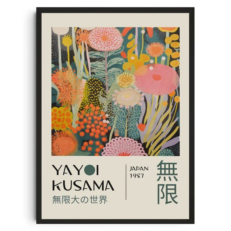 Abstract Yayoi Kusama Style Canvas Poster, Japanese Modern Art Mural Frameless Wall Art for Home Living Room Gallery Decor Peaceful Pleasures Health and Wellness DD027-24 30x40cm Unframed