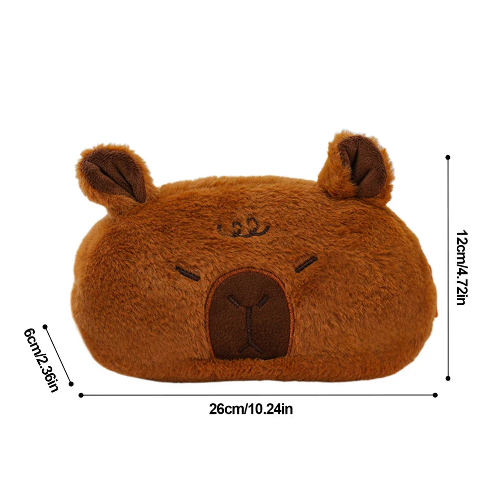 Cute Capybara Pencil Case – Large Plush Pen Pouch for Kids