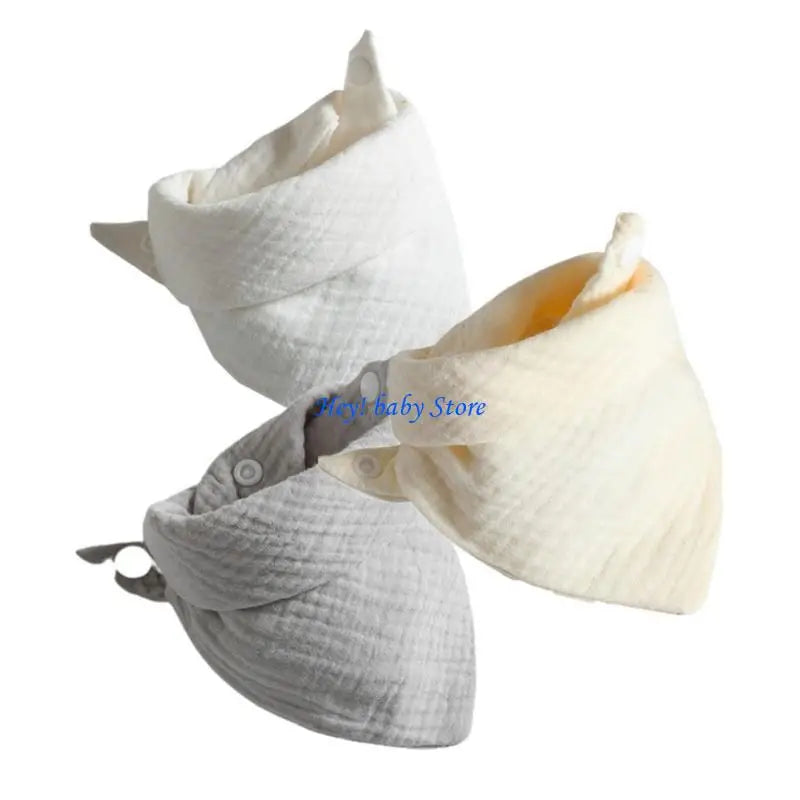 Baby Muslin Drool Bibs 3-Pack | Soft Absorbent Cotton Teething