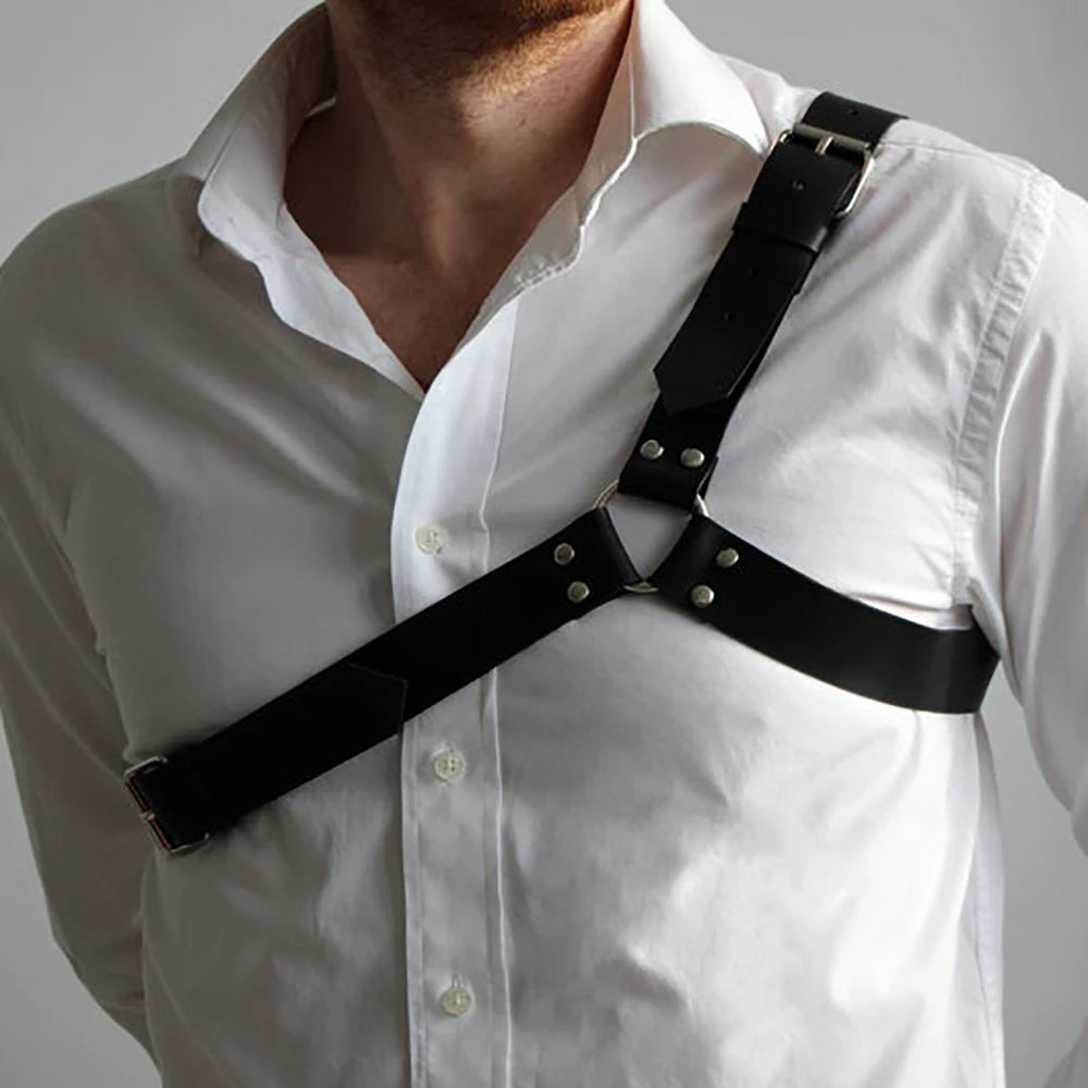 Handmade PU Leather Harness Fetish Men Gay Underwear Gothic Harajuku