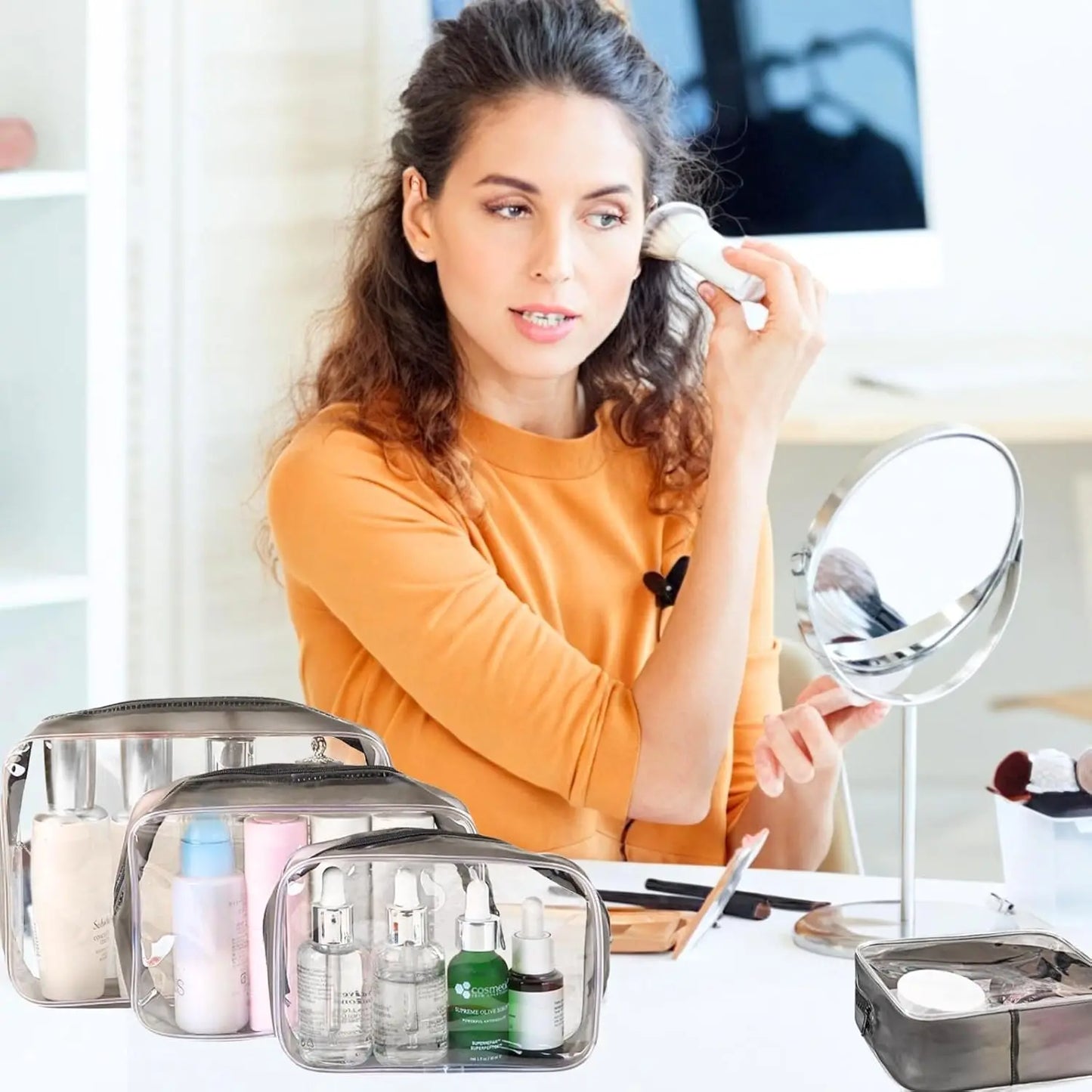 4-Piece Clear Waterproof Travel Toiletry & Cosmetic Bag Set