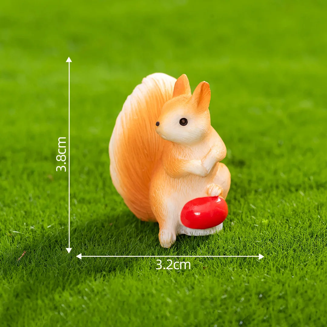 Squirrel Figurine Miniatures Pine Cones Cute Mini Animals Figurine Model for Desk Garden Decoration for Home Resin Diy Crafts Peaceful Pleasures Health and Wellness 04