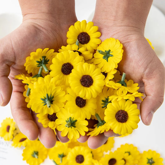 Artificial Silk Sunflowers 50/100pcs – Crafts, Wedding & Home Decor Artificial Craft Flowers Peaceful Pleasures Health and Wellness