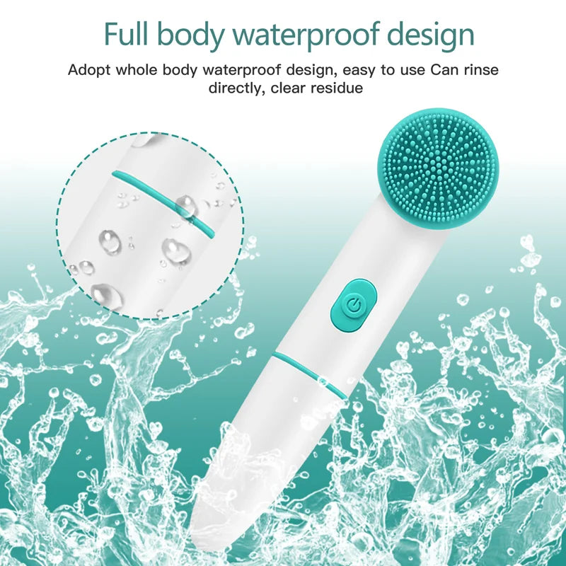 2-in-1 Silicone Facial Cleanser with 2-Speed Sonic Vibration Electric Face Wash Pore Cleansing Brush for Lip Target Area Peaceful Pleasures Health and Wellness
