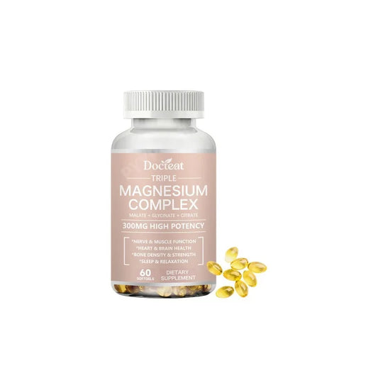 Triple Magnesium Complex Softgels – Daily Balance for Adults Magnesium Supplement Peaceful Pleasures Health and Wellness 1bottle 60pcs