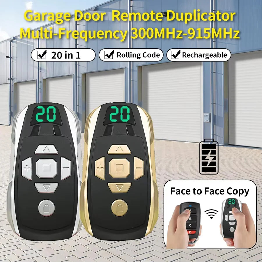 20 in 1 Universal Garage Door Remote Control 300-980Mhz Rechargeable Multi-Frequency Garage Door Opener Garage Remote Controller Peaceful Pleasures Health and Wellness
