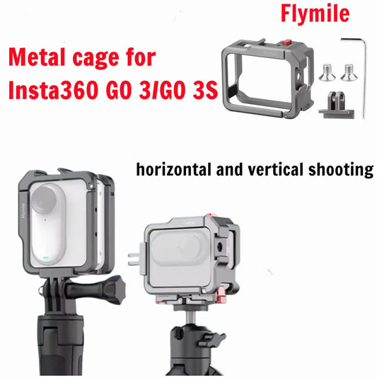 Flymile Aluminum Frame for Insta360 GO 3 / GO 3S | Cold Shoe Camera Cage Accessory Oasis Select
