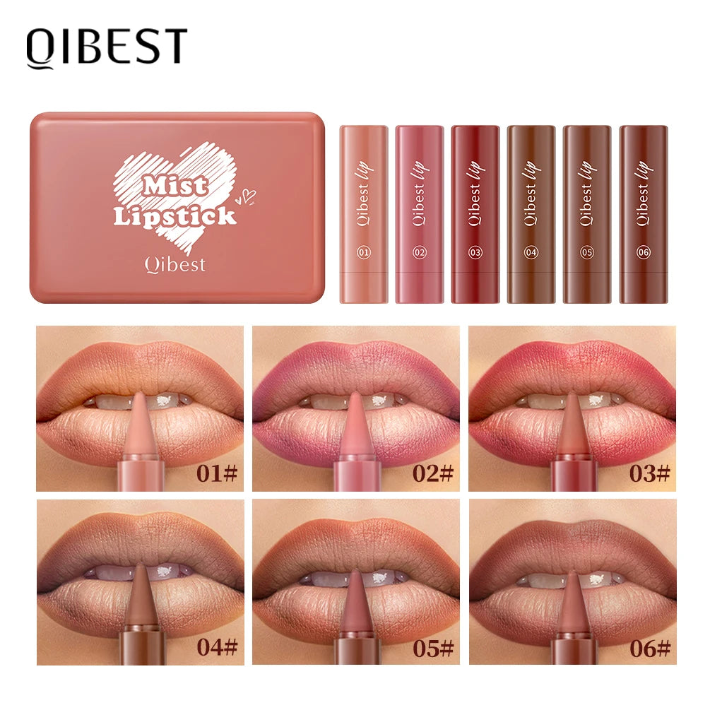 QIBEST Tapered Gradient Lip Liner Sets Matte Nude Brown Lipstick Waterproof Non Sticky Contouring Tint Lipliner Lasting Makeup Peaceful Pleasures Health and Wellness