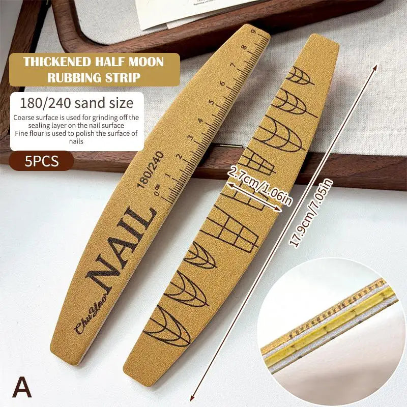 5 Pcs Double-Sided Nail File Set With Scale 100/180 180/240 Grit Washable Ruler Sanding Nail File Durable Nail Sanding Tools Peaceful Pleasures Health and Wellness A