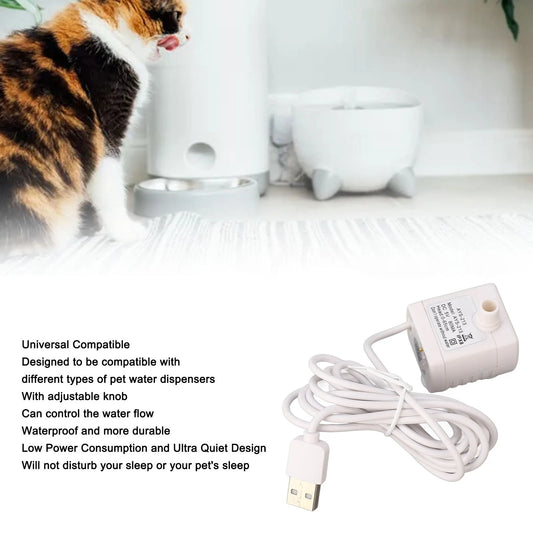Pet Water Fountain Pump 5V USB Powered Removable Adjustable DC Brushless Motor Cat Fountain for Replacement Peaceful Pleasures Health and Wellness