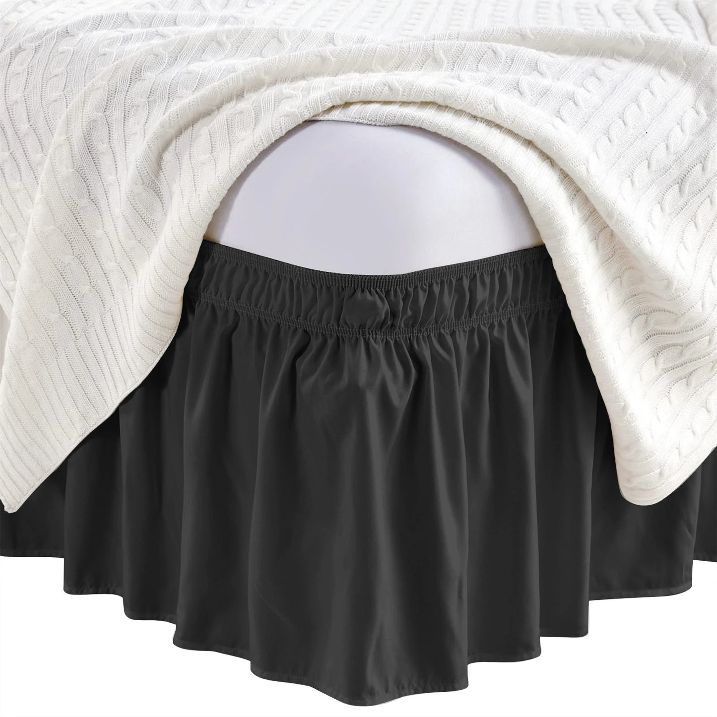 Bed Skirt Elastic Wrap Around Wrinkle Free & Fade Resistant Adjustable Bed Skirts Full Size for Women Men Kids & Teens Bedding Peaceful Pleasures Health and Wellness Black Full 54x75x15inch