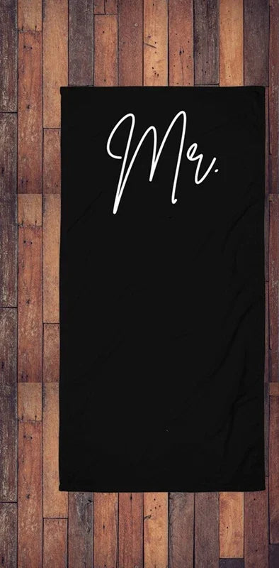 Mr & Mrs Newlywed Beach Towel | Wedding Honeymoon Gift Couples Beach Towel Peaceful Pleasures Health and Wellness mr