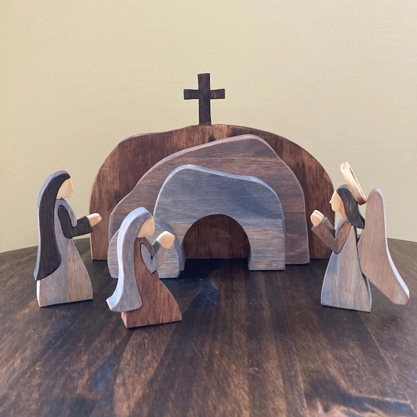 Easter Resurrection Scene Wooden Figurine | Christian Home Decor