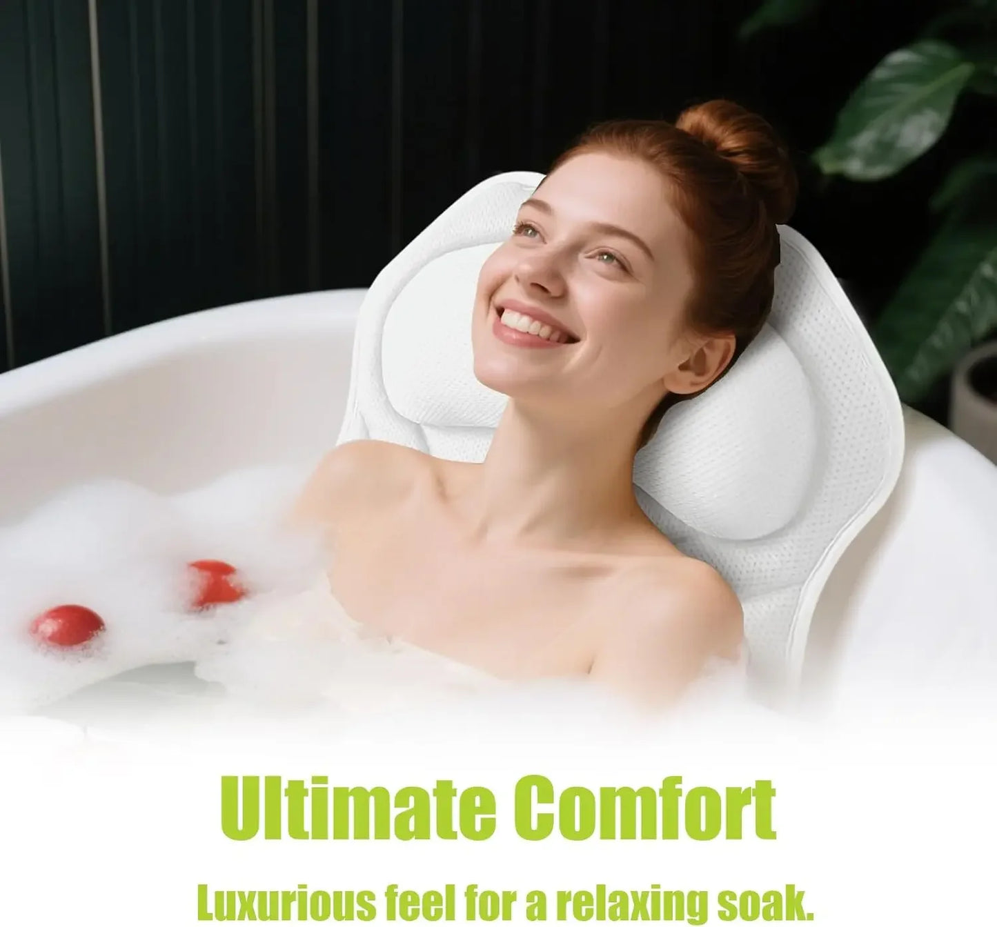 Extra Long & Thick Bath Pillow with Full Body Support, 168 Suction Cups, Soft Mesh for All Tubs Peaceful Pleasures Health and Wellness