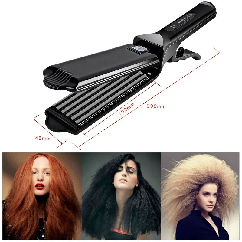 Professional Hair Curler Curling Iron Wand Electric Corrugation Plate Clip Ceramic Corrugated Wave Corn Irons Wave Curler Iron Peaceful Pleasures Health and Wellness