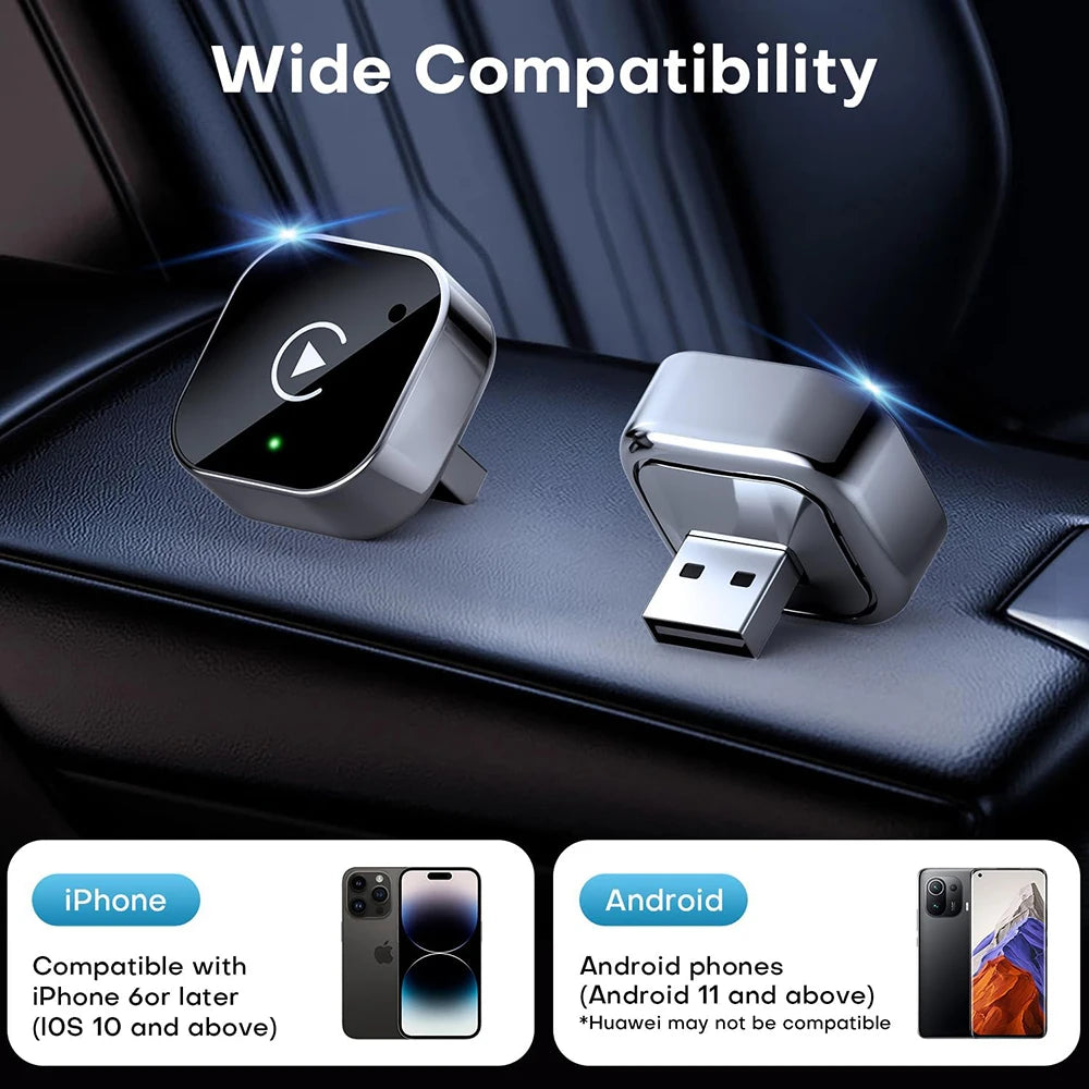 2-in-1 Wireless CarPlay & Android Auto Adapter | Plug & Play