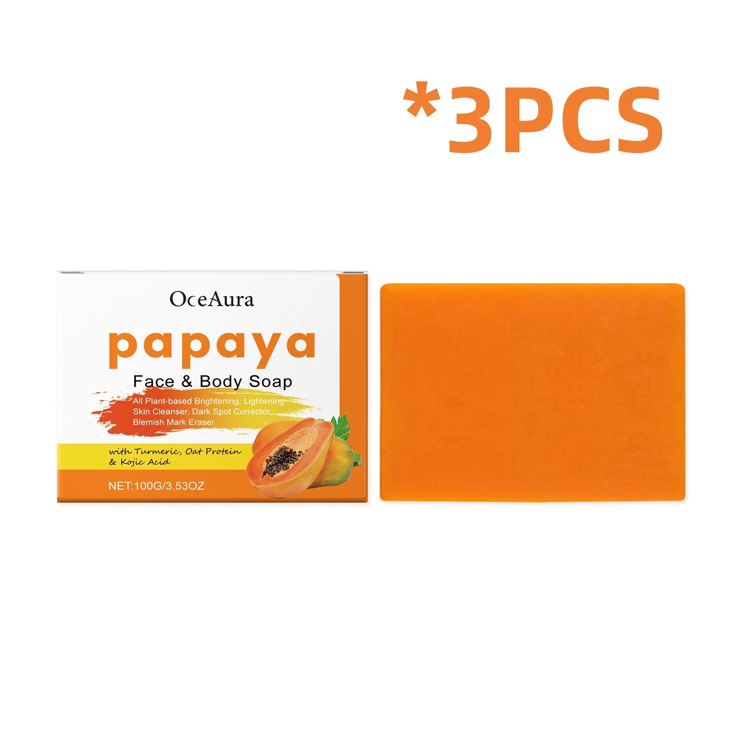 OCEAURA Papaya Turmeric Bath Soap – Nourishing 100g Bar