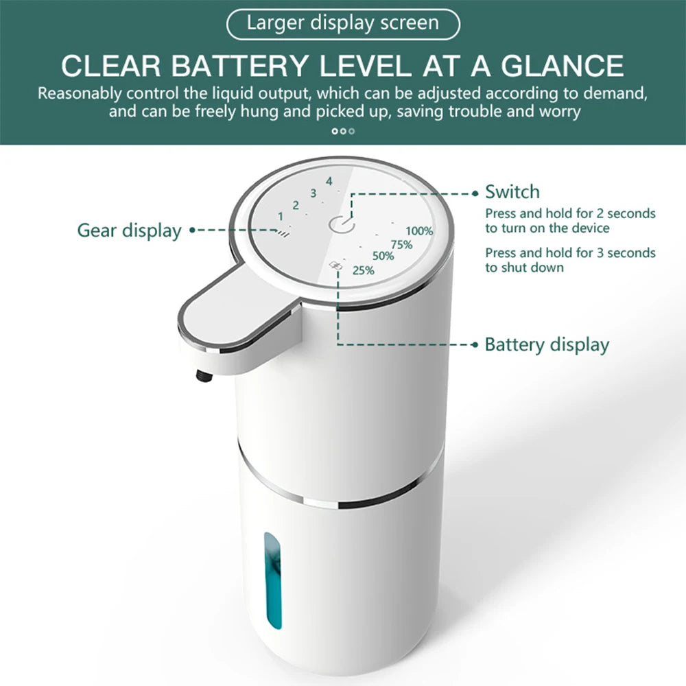 Automatic Touchless Foaming Soap Dispenser 380ml 4 Level Adjustable USB Rechargeable Electric Wall Mounted for Bathroom Kitchen Peaceful Pleasures Health and Wellness
